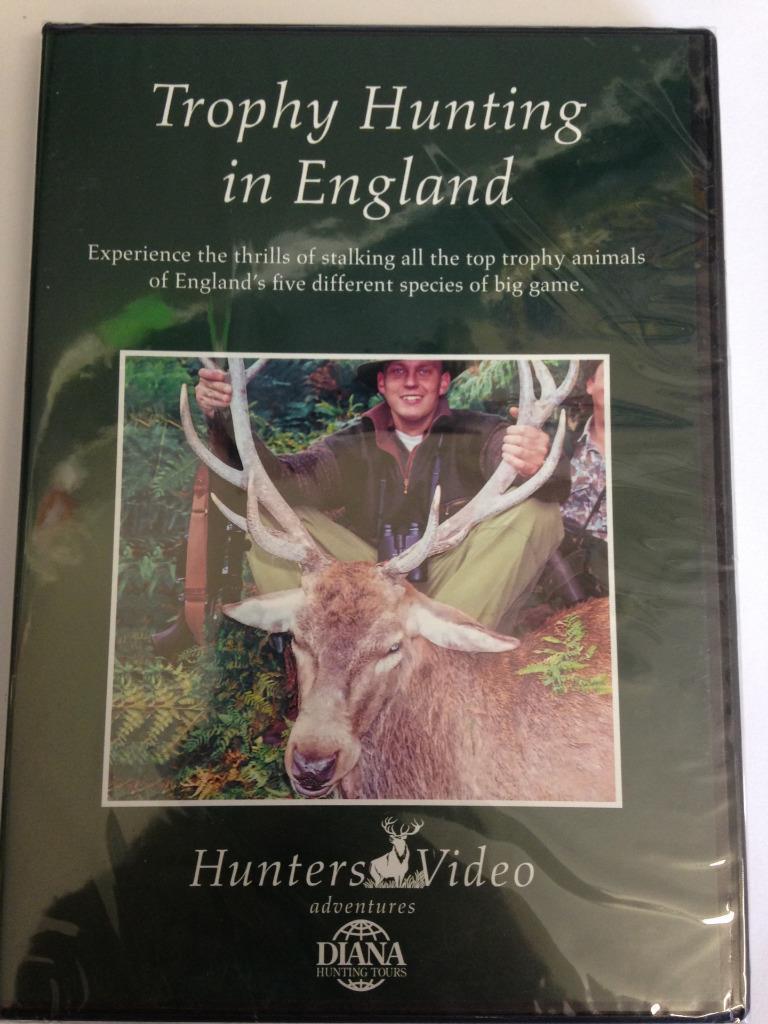 Sportsman Trophy Hunting in England DVD cover featuring hunting scenes and wildlife images.