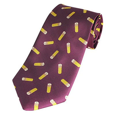 Thatch Jack Pyke shotgun cartridge tie in wine red, featuring a detailed pattern of shotgun shells on fabric.
