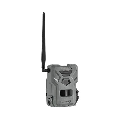 TJACKS accessories featuring the Spypoint FLEX DARK digital trail camera, showcasing its compact design and outdoor security features.