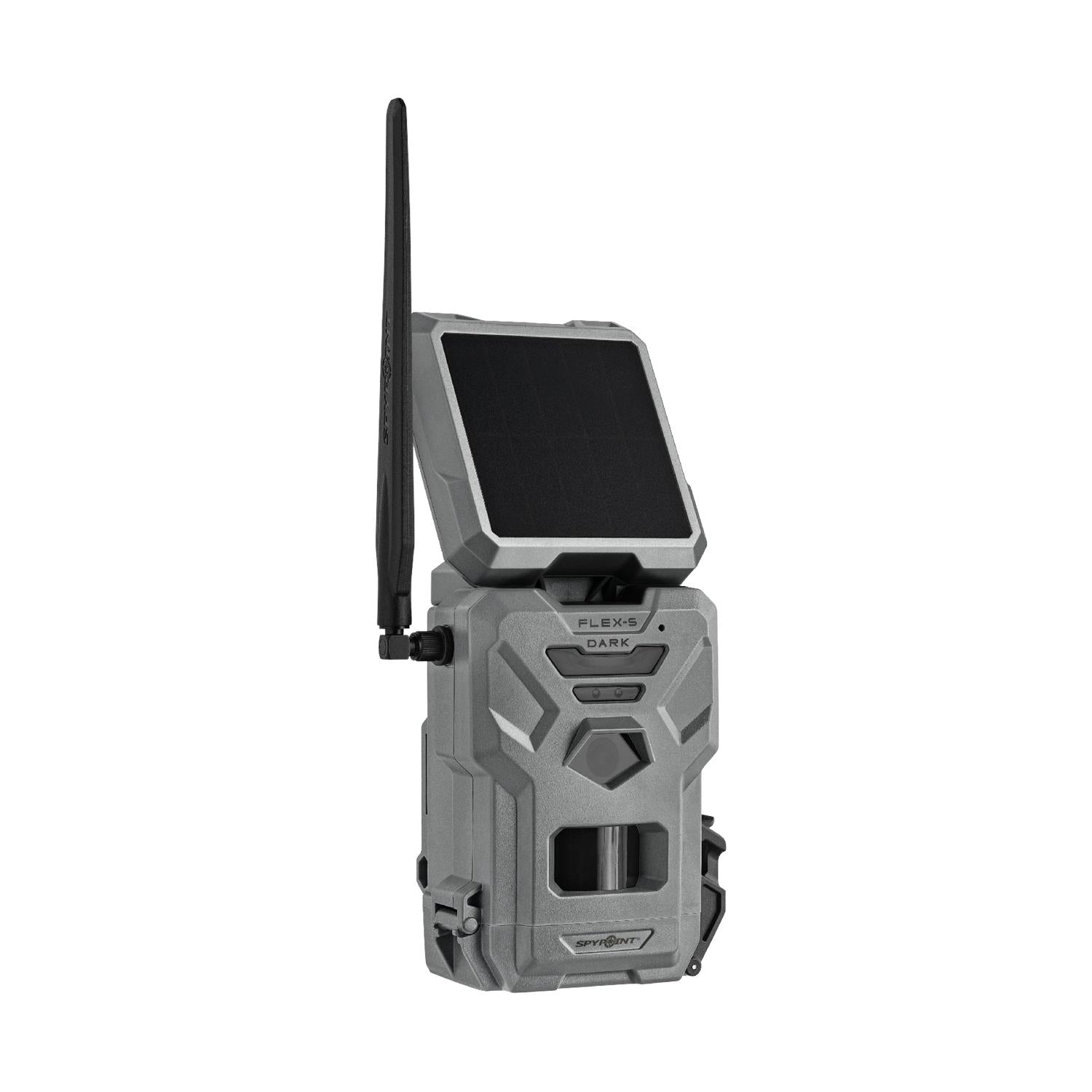 TJACKS accessories for Spypoint FLEX-S-DARK digital trail camera, showing mounting hardware and camera close-up.
