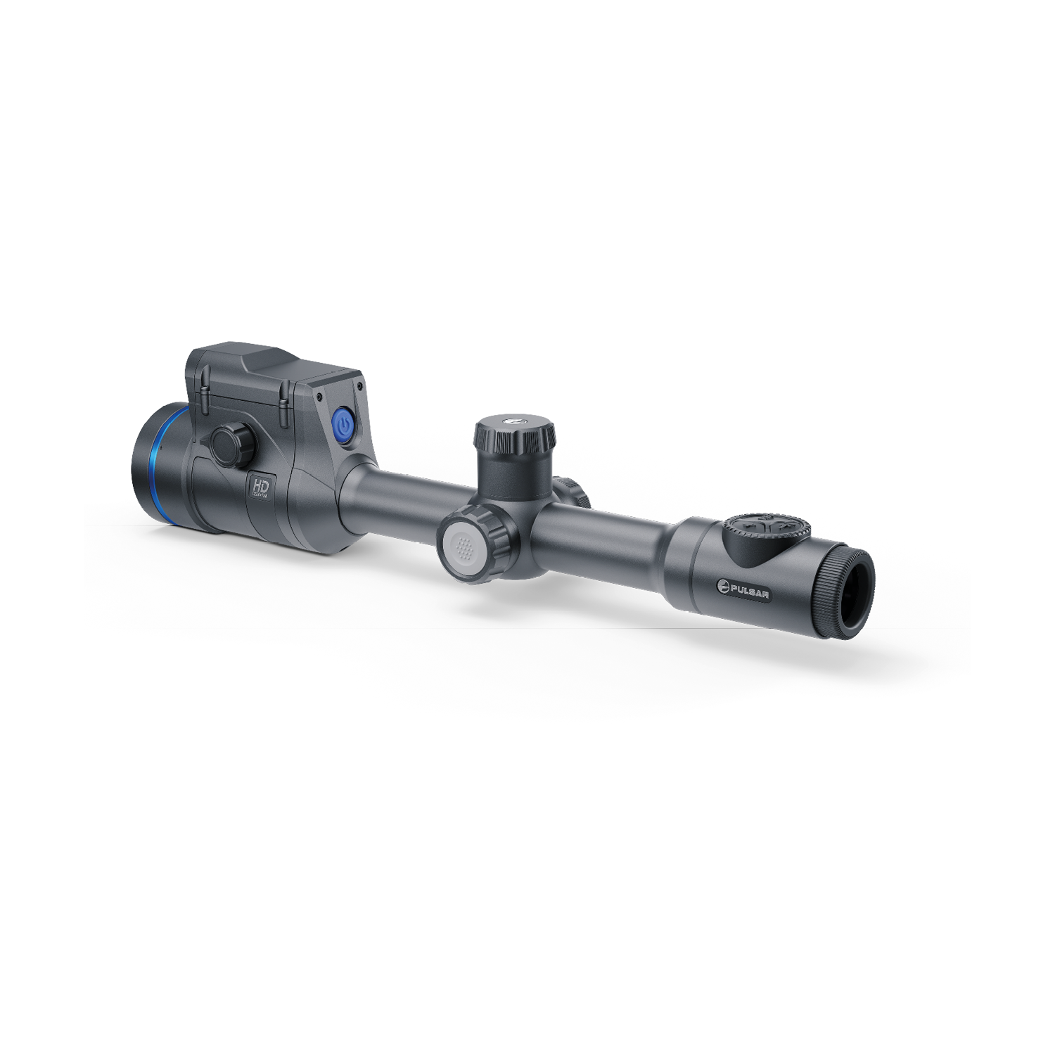 Pulsar Thermion 2 LRF XL50 thermal rifle scope with digital display and adjustable zoom for hunting and shooting.
