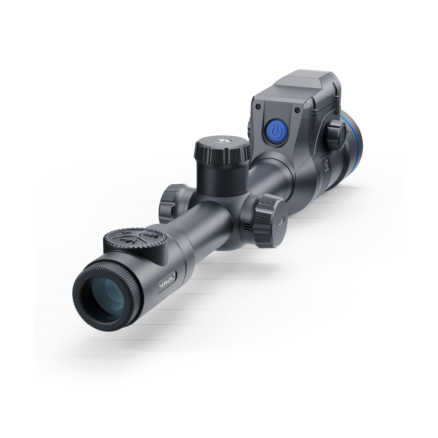 Thermion 2 LRF XL50 thermal rifle scope by TJACKS with digital display and laser rangefinder for hunting or shooting.