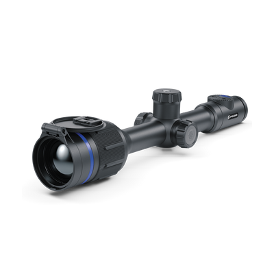 TJACKS Pulsar Thermion 2 XG50 thermal rifle scope with digital display and advanced thermal imaging for hunting and shooting.