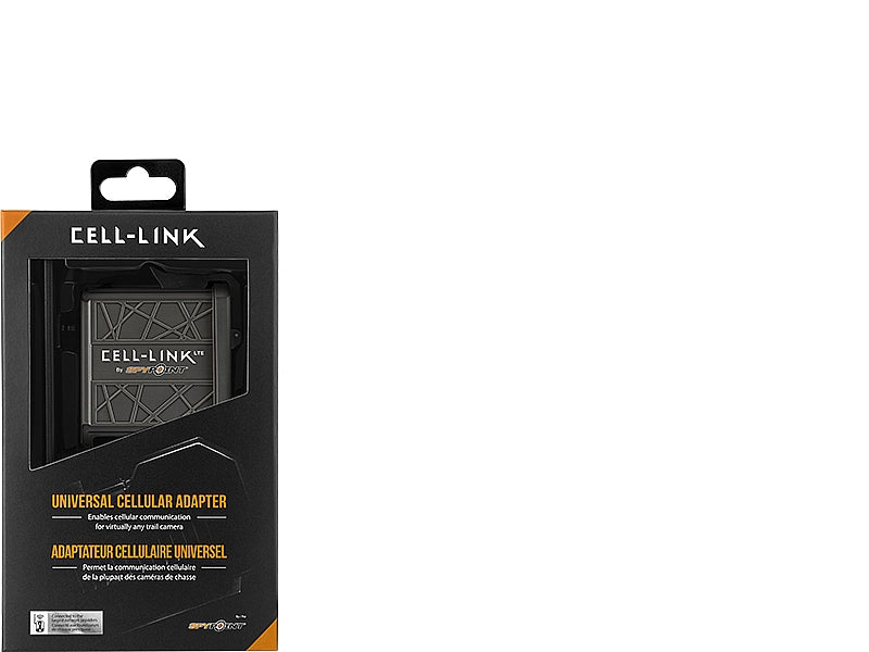 TJACKS SPYPOINT Cell-Link turns any trail camera into a SPYPOINT camera, shown connected to a trail camera in outdoor setting.