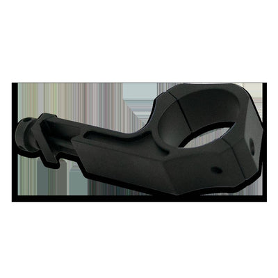 Tjack's Tactacam under scope rail mount attached to a rifle scope for secure camera positioning during hunting or shooting.