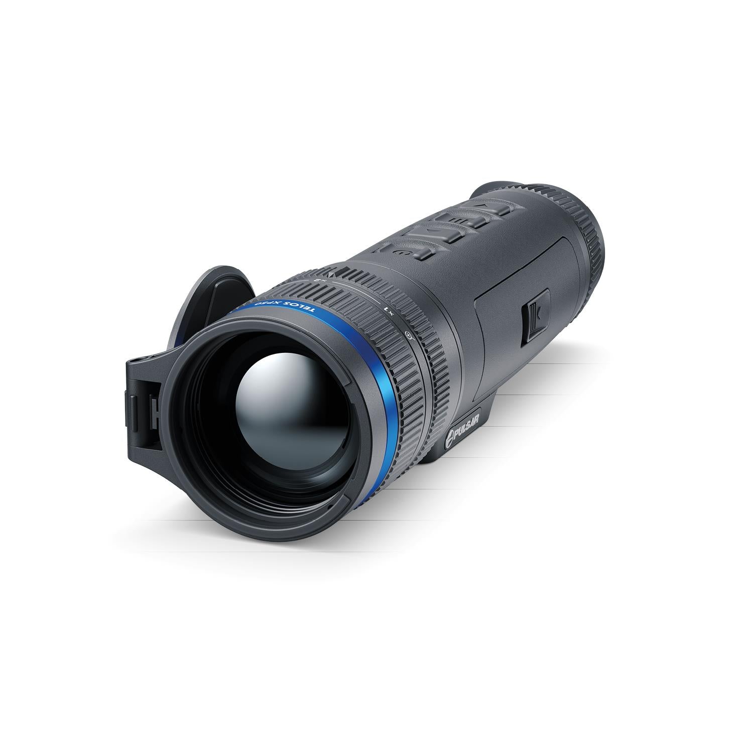 TJACKS Pulsar Telos XP50 thermal monocular with 640x480 sensor, 1800m detection, and built-in recorder for night vision.