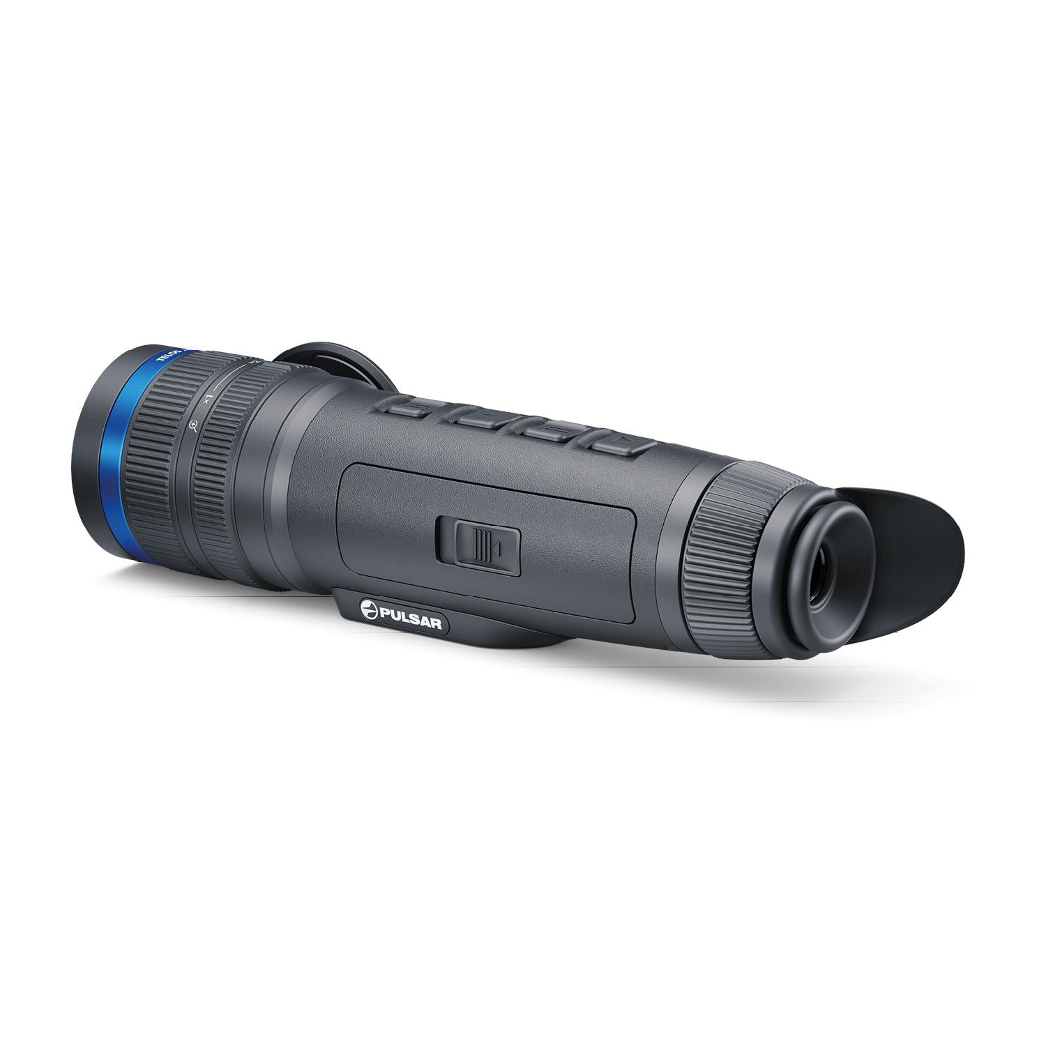 TJACKS Pulsar Telos XP50 thermal monocular with 640x480 sensor, 1800m detection range, and built-in recorder for night vision.