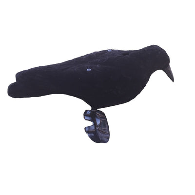 Electronic calling crow decoy by WINDY, realistic black crow decoy for hunting and bird control, detailed close-up image.