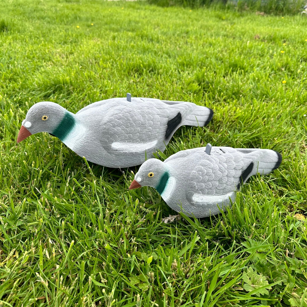 Extra Large WINDY Magnum Flocked Pigeon Decoy Shell for bird hunting, showing realistic pigeon appearance and flocked texture.