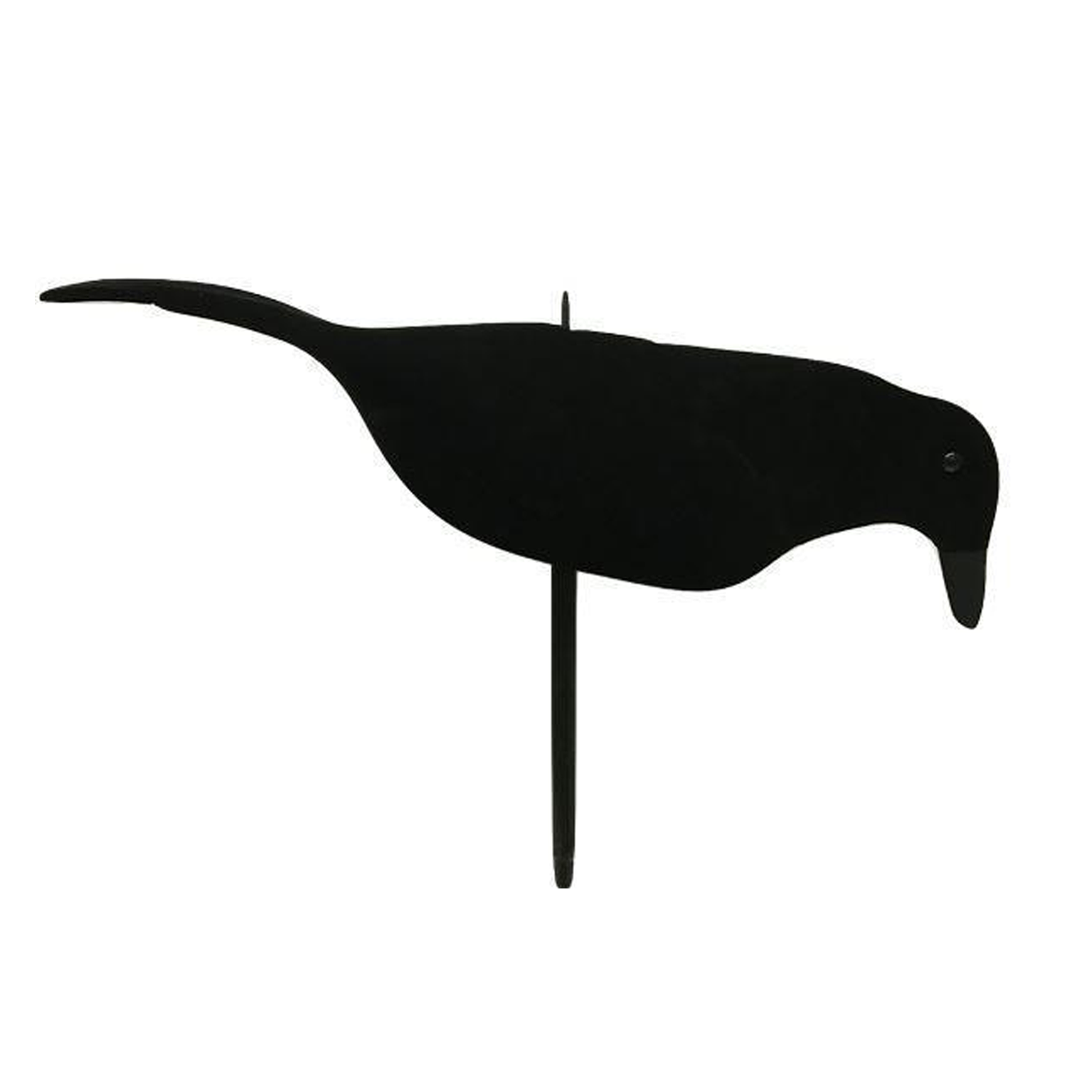 Windy neoprene crow decoy with realistic details and rocker peg for lightweight, effective bird hunting decoy setup.