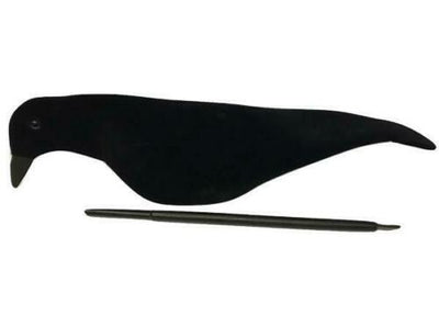 Lightweight WINDY Neoprene Crow Decoys with realistic detailing and rocker peg for easy placement and stability in water.