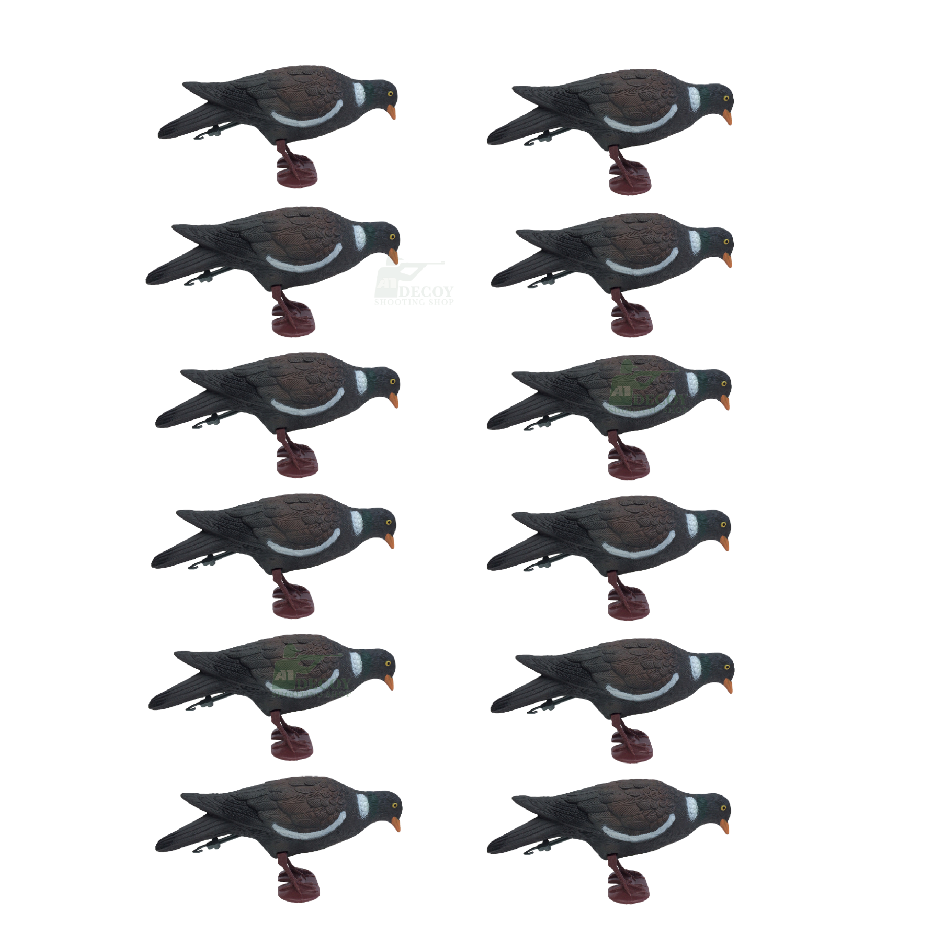 Full-bodied plastic pigeon decoy by WINDY, realistic bird decoy for hunting or bird control, shown in natural pose.