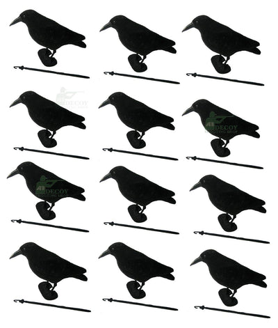 Whole body flocked crow decoys by WINDY, realistic black bird decoys for hunting or bird control, shown in natural pose.