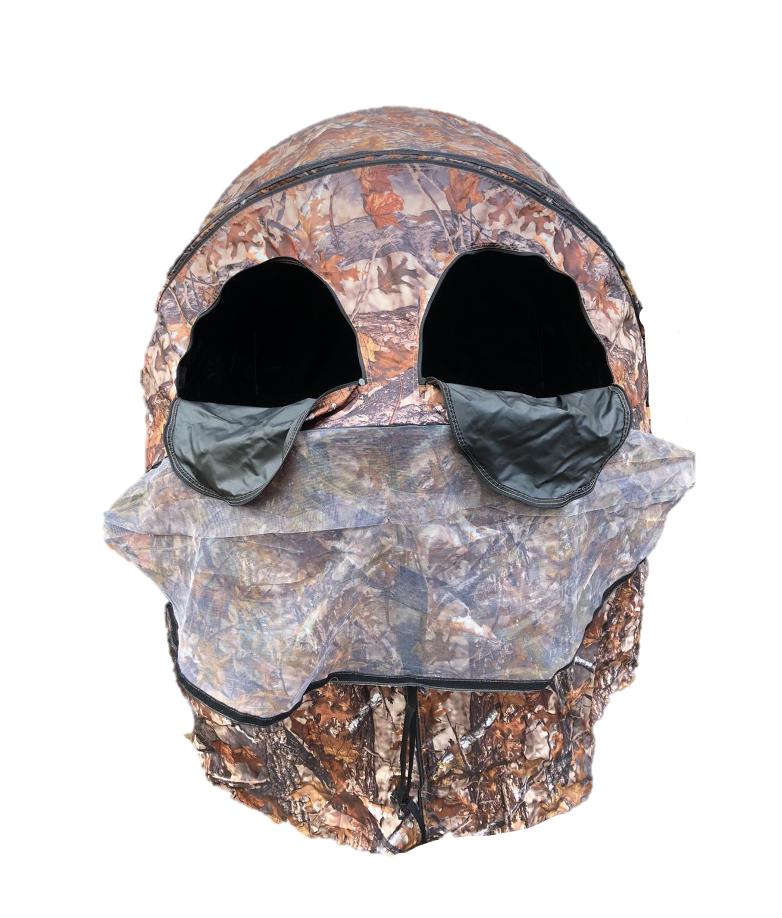 Two-man Windy pop-up hide tent set up outdoors, lightweight and portable for camping or wildlife observation.