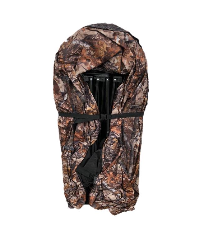 Two-man Windy pop-up hide tent set up outdoors, lightweight and portable for hunting or camping adventures.