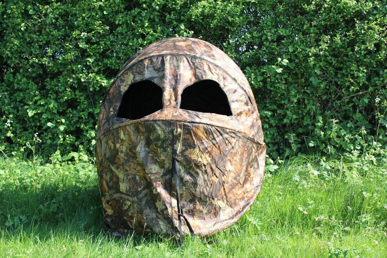 Two-man pop-up hide tent by WINDY, lightweight portable camping shelter with open front and durable fabric for outdoor use.