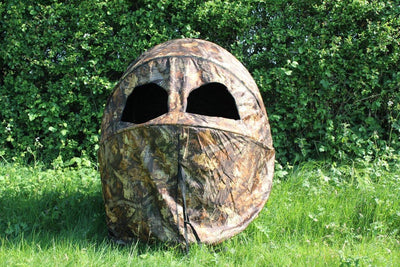 Two-man pop-up hide tent by WINDY, lightweight portable camping shelter with open front and durable fabric for outdoor use.