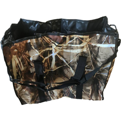 Windy decoy carry bag with camouflage section holder, designed for easy transport and organization of hunting decoys.