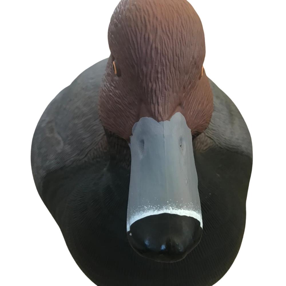Floating WINDY Redhead Duck Decoy, realistic HD male or female duck decoy for hunting or decoration, shown in water.