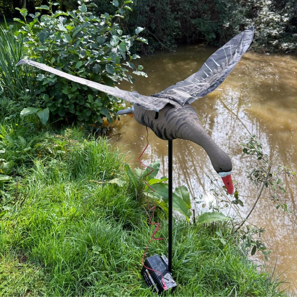 Windy flapping Greylag Goose decoy for hunting, realistic design, lifelike details, used to attract waterfowl.
