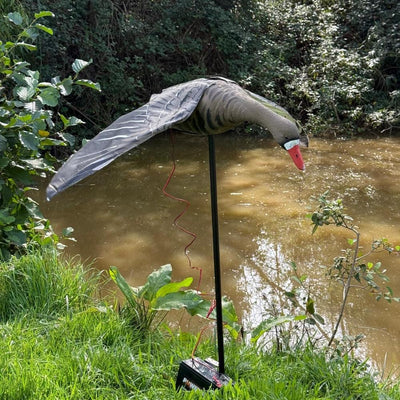 Windy Flapping Greylag Goose Decoy for hunting and bird control, realistic motion and detailed design in a durable decoy.