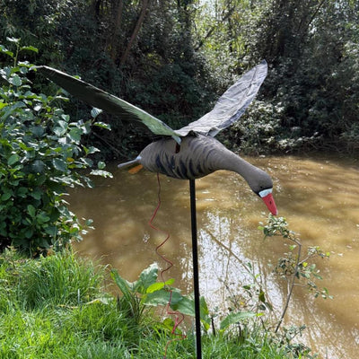 WINDY Flapping Greylag Goose Decoy for hunting and wildlife photography, featuring realistic feather details and moving wings.