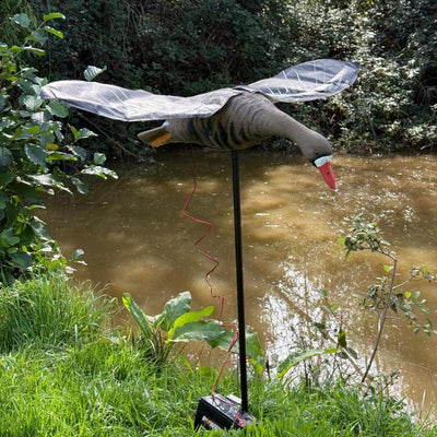 Windy Flapping Greylag Goose Decoy for hunting and bird conservation, realistic goose decoy with flapping motion.