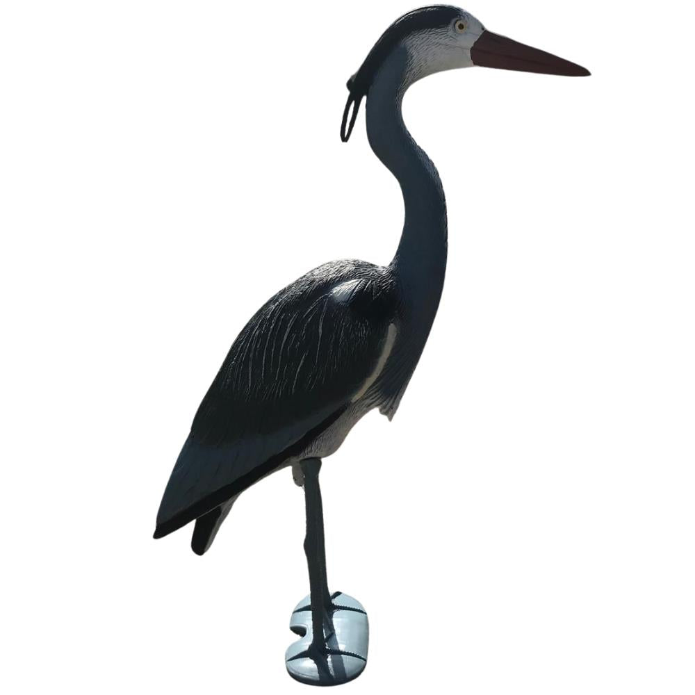 WINDY heron decoy garden ornament and predator deterrent, realistic bird decoy for outdoor use in gardens and pond areas.