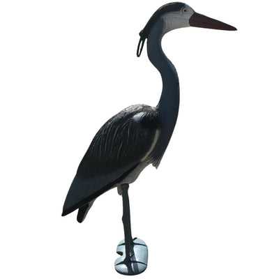WINDY heron decoy garden ornament and predator deterrent, realistic bird decoy for outdoor use in gardens and pond areas.