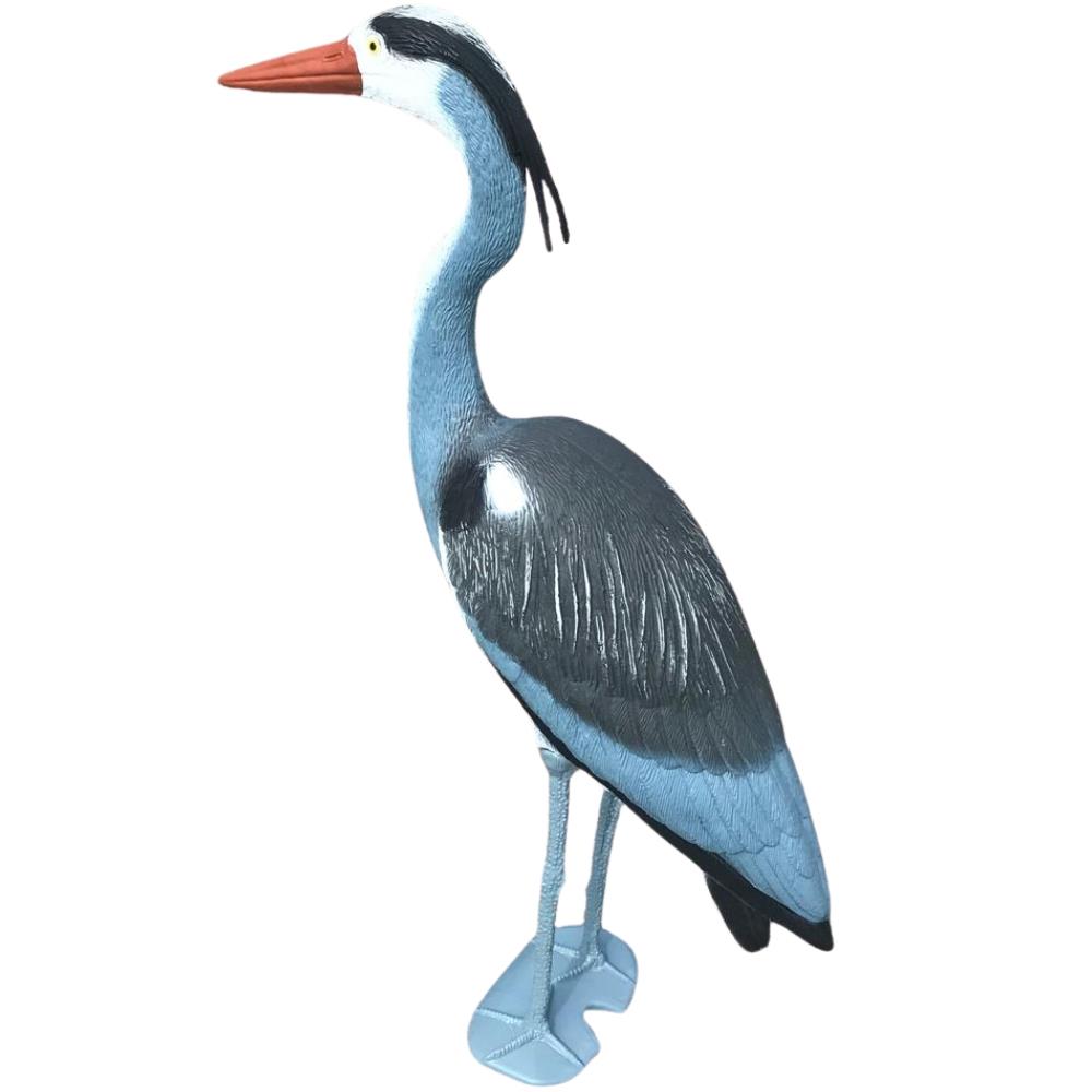 Windy heron decoy garden ornament and predator deterrent, realistic bird decoy for garden protection and decoration.