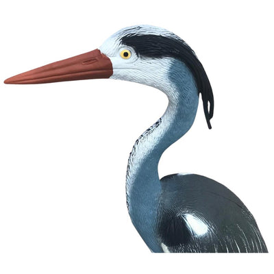 Windy heron decoy garden ornament used as a predator deterrent, realistic bird decoy for garden bird protection.