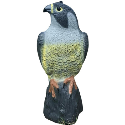 Windy Peregrine Falcon decoy for bird and cat deterrence, realistic bird decoy for outdoor pest control.