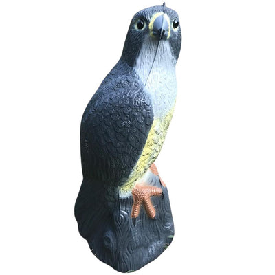 Windy Peregrine Falcon decoy deterrent for birds and cats, realistic bird scarer decoy for outdoor use.