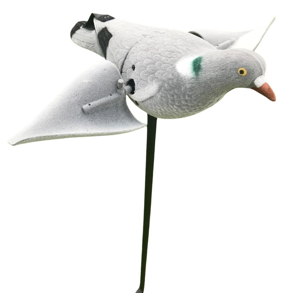 WINDY motorized spinning wing pigeon decoy for hunting, remote-controlled bird decoy with realistic movement in outdoor settings.