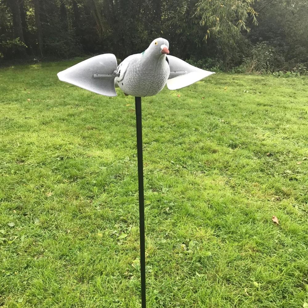 Windy motorized spinning wing pigeon decoy with remote control, designed for realistic pigeon decoy simulation.