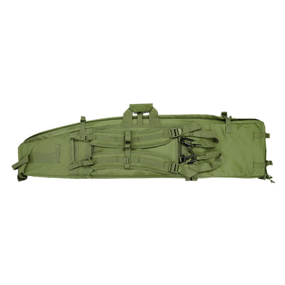 ELITE WULF Guardian Tactical Rifle Drag Bag in green, 52-inch size shown flat for storage and transport