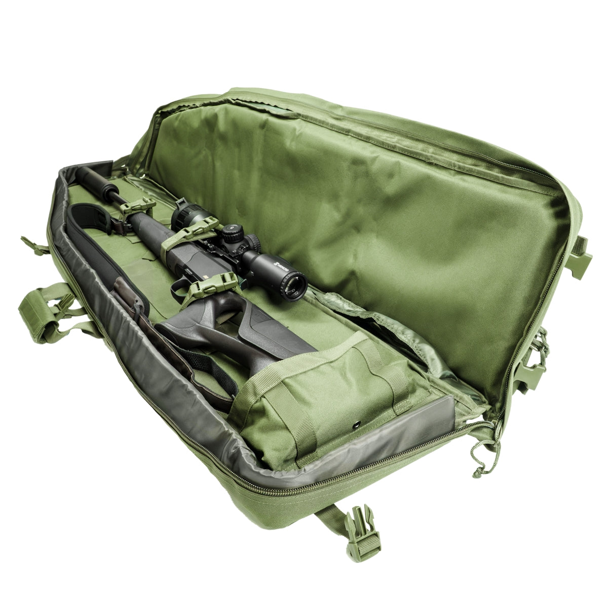 ELITE WULF Guardian Tactical Rifle Drag Bag in green, 46-inch full-length view