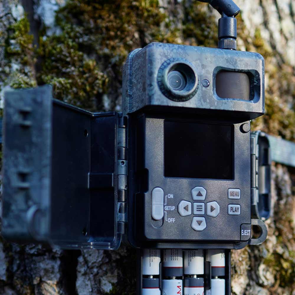 ZEISS Secacam 7 professional trail camera with infrared technology and display for wildlife monitoring and outdoor photography.