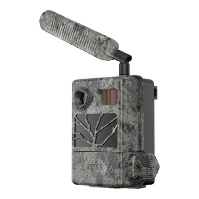 ZEISS Secacam 3 trail camera with black weatherproof housing and lens, designed for outdoor wildlife monitoring.
