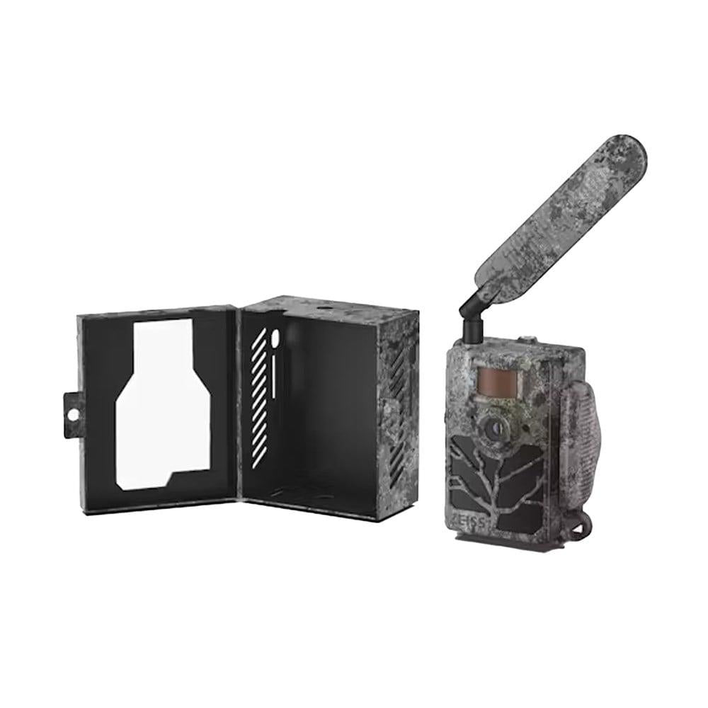 ZEISS Secacam metal cages for optics, shown in black with precise metal construction and mounting features.