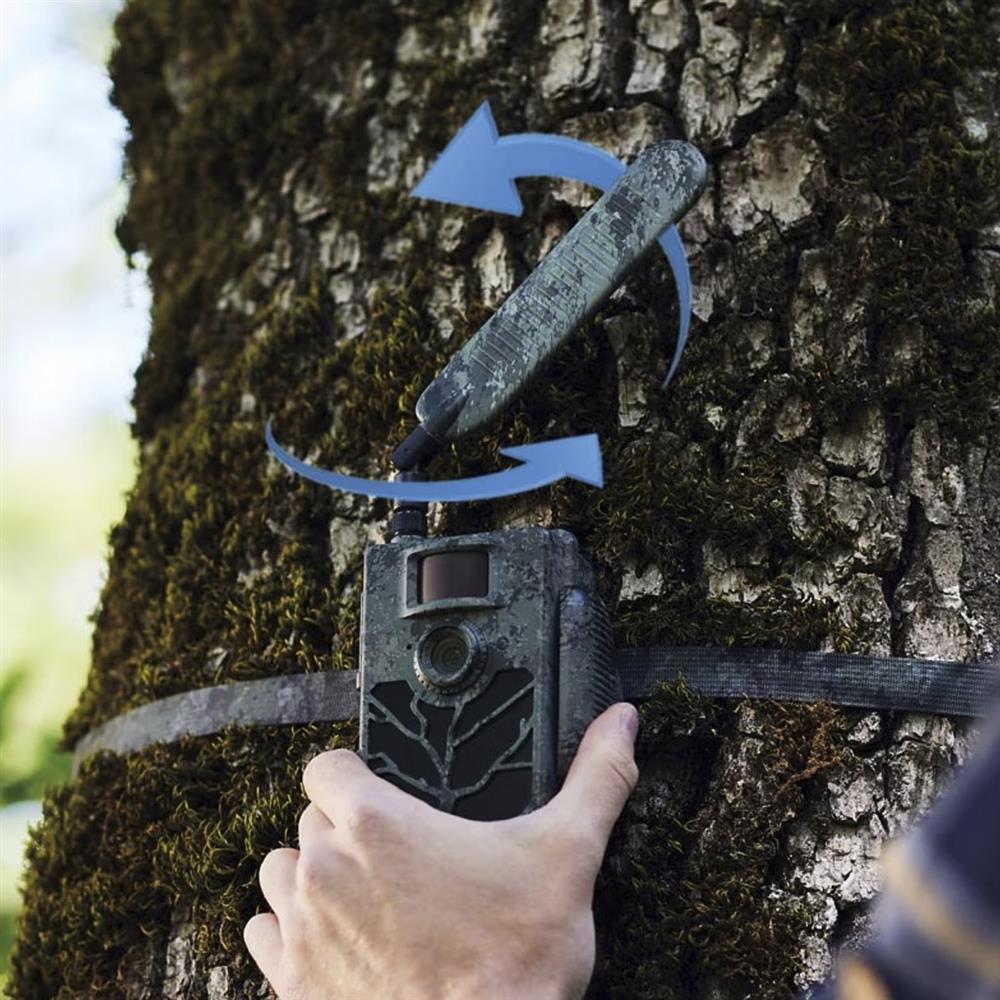 ZEISS Secacam 4G trail camera antenna, outdoor wildlife monitoring device with signal extension, black plastic housing
